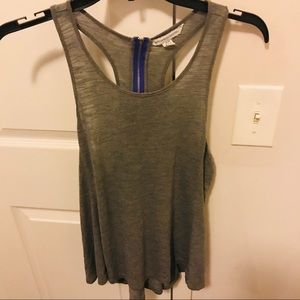American Eagle racerback tank zipper grey blue
